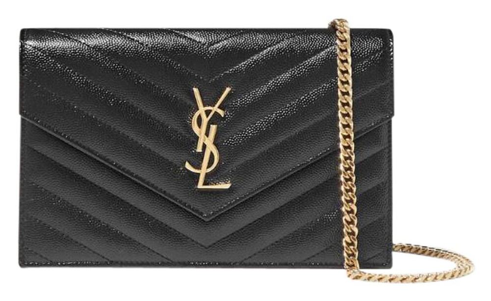 SAINT LAURENT monogram quilted leather wallet on chain crossbody bag WOC